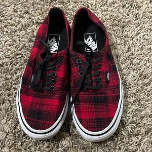 Plaid Red and Black Vans
